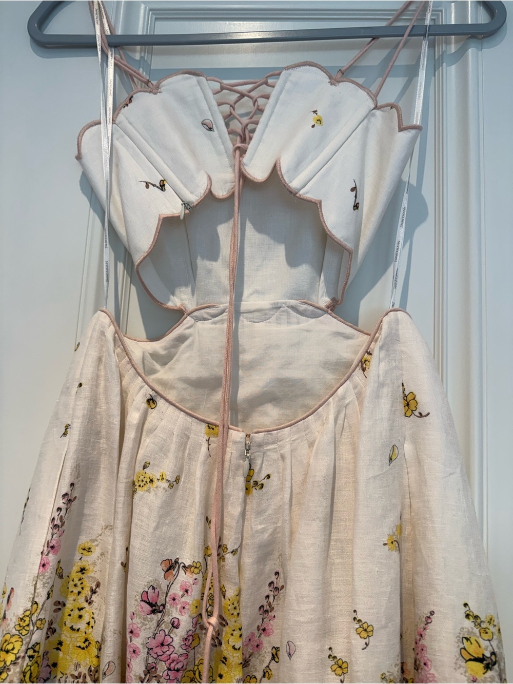 Zimmermann Cream Dress with Pastel Floral Embroidery - Picture 4 of 7